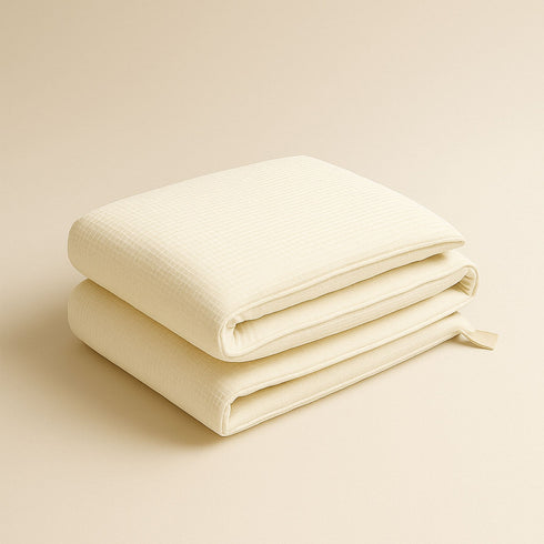 Notre tour de lit bébé en gaze de coton offre une protection douce et légère, idéale pour créer un cocon naturel et élégant, fidèle à l’univers Bellemoon.