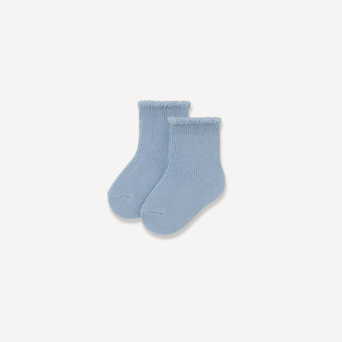 Chaussettes bébé en laine doublée bleue