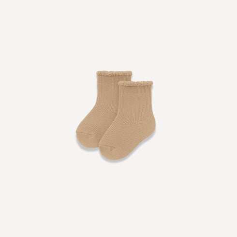 Paire de chaussettes bébé en coton couleur cannelle