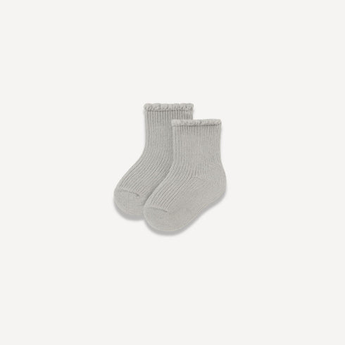 Paire de chaussettes bébé couleur gris perle en laine doublée