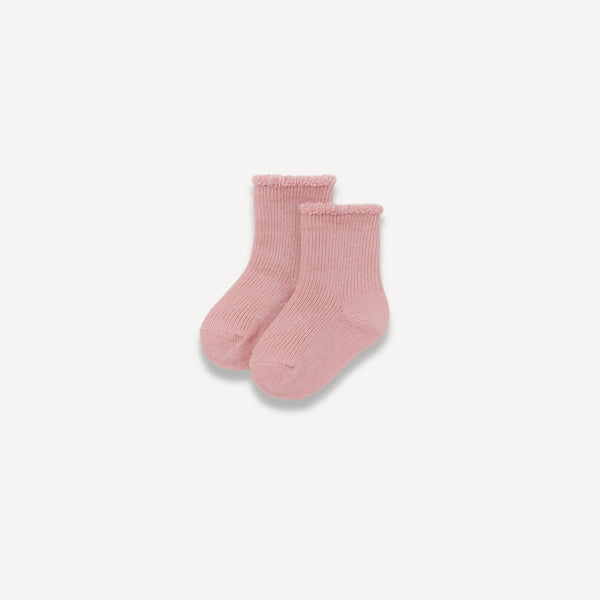 Chaussettes bébé rose poudré en laine doublée douce
