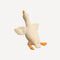 Peluche canard blanche aux pattes orange, ailes ouvertes, présentée sur fond blanc