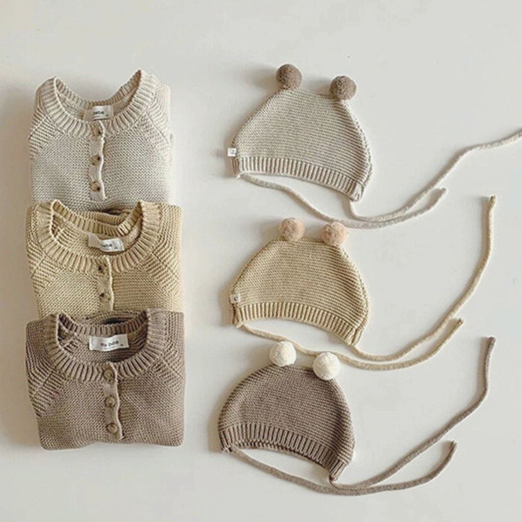 Combinaison bébé en maille avec bonnet