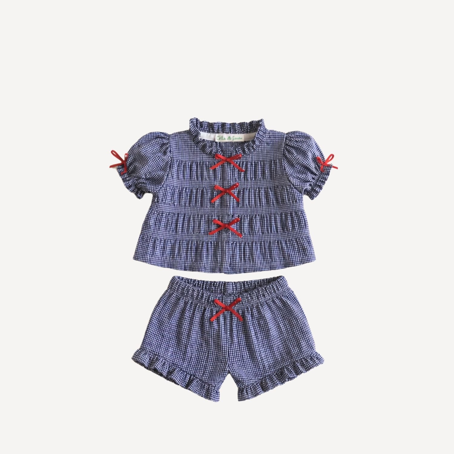 Ensemble Blouse et Short Vichy Bleu et Blanc - Maria Jasmim