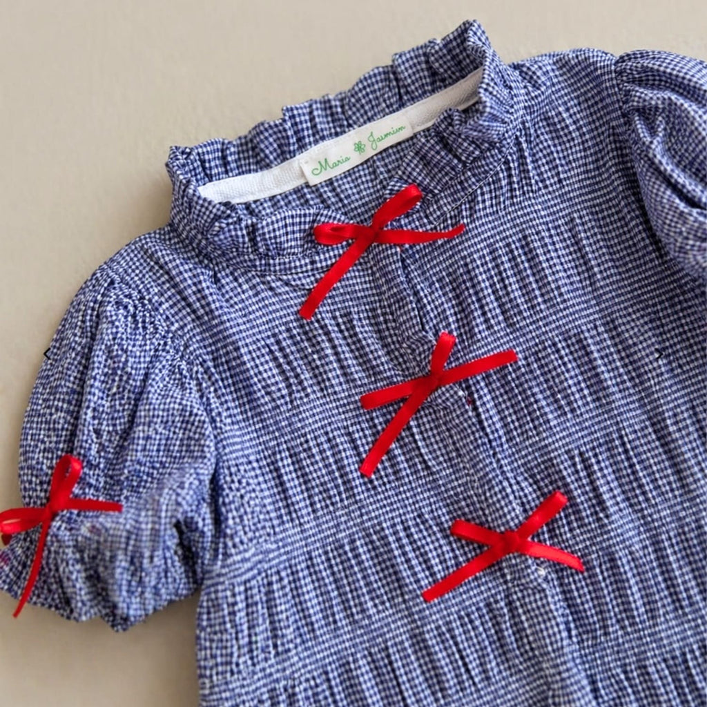 Ensemble Blouse et Short Vichy Bleu et Blanc - Maria Jasmim