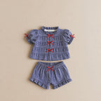 Ensemble Blouse et Short Vichy Bleu et Blanc - Maria Jasmim