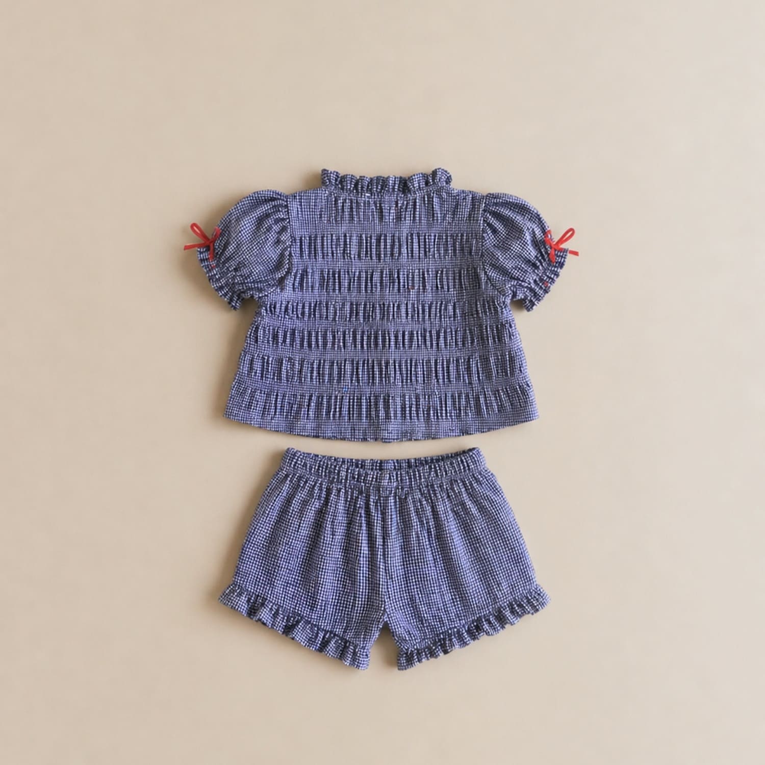 Ensemble Blouse et Short Vichy Bleu et Blanc - Maria Jasmim