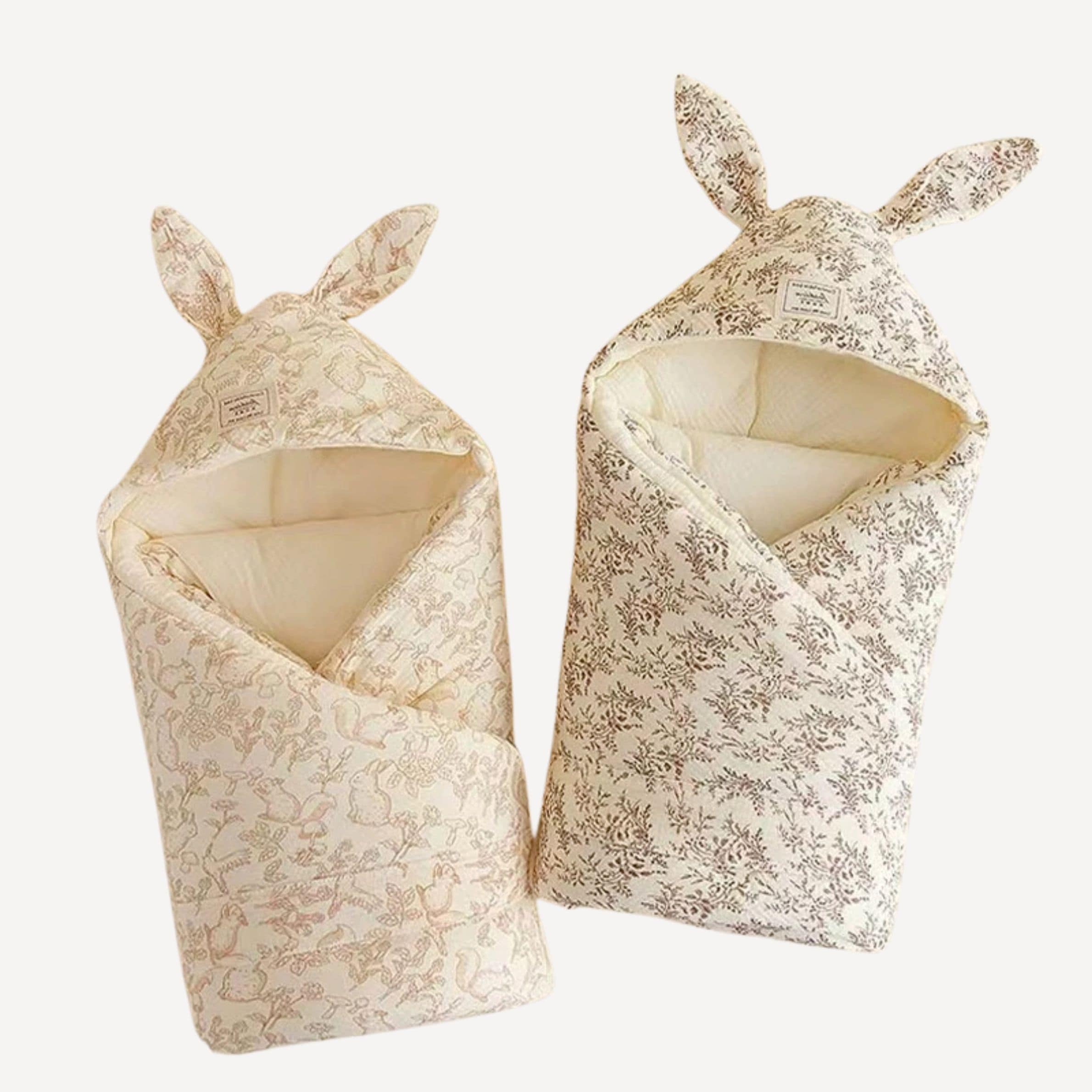 deux Couvertures à capuche bebe avec oreille de lapin 